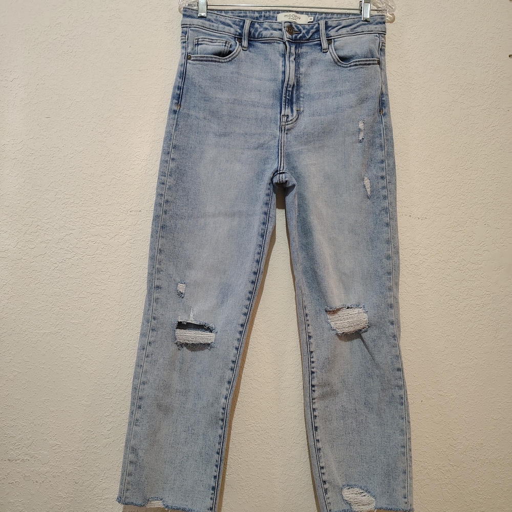 Hidden Los Angelas High-Rise Light Denim Cropped Jeans Women's 30 Excellent